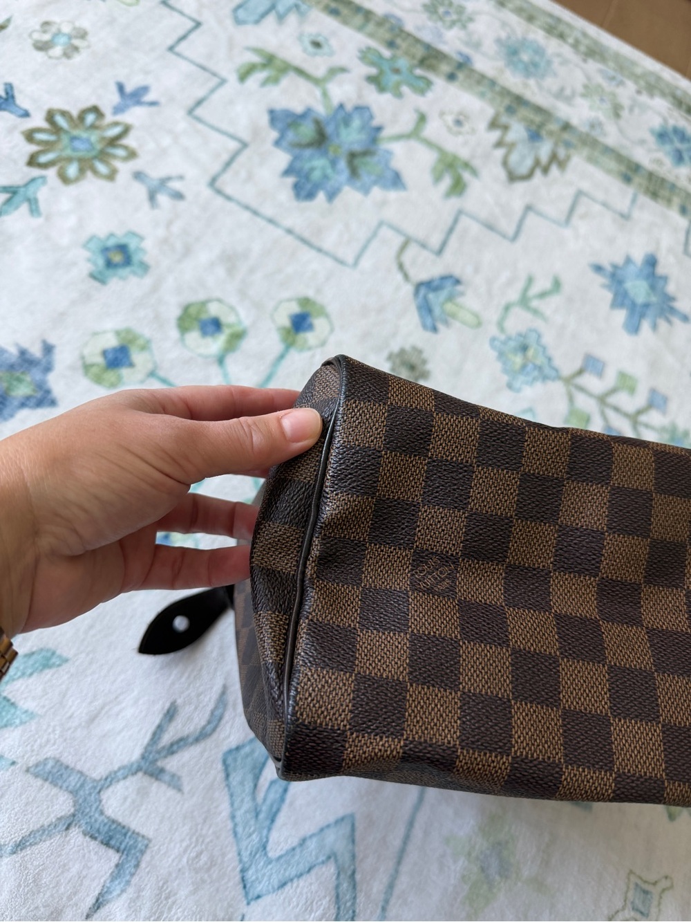 Louis Vuitton Brown Damier Ebene Mini Handbag with Red Interior - Picture 8 of 8